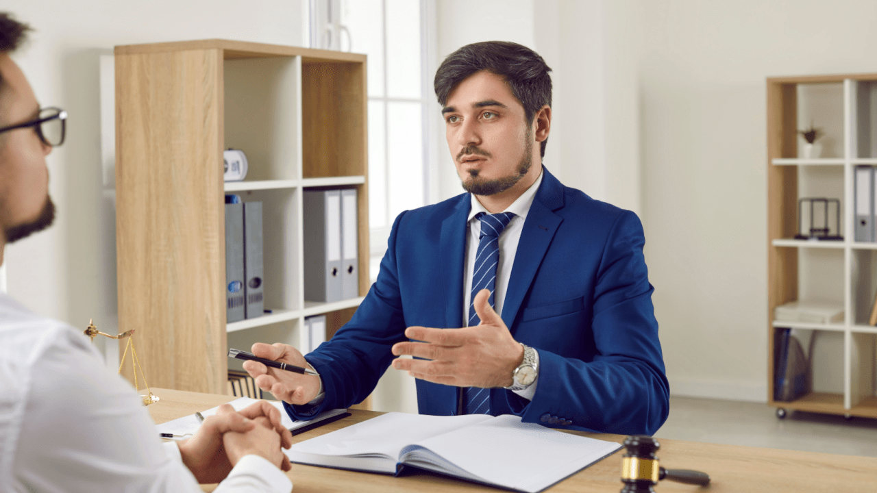 Lawyer advising client on what to say in court for a speeding ticket