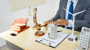 Professional traffic lawyer reviewing legal documents at desk with scales of justice, demonstrating how can a traffic lawyer keep points off my record through expert legal representation