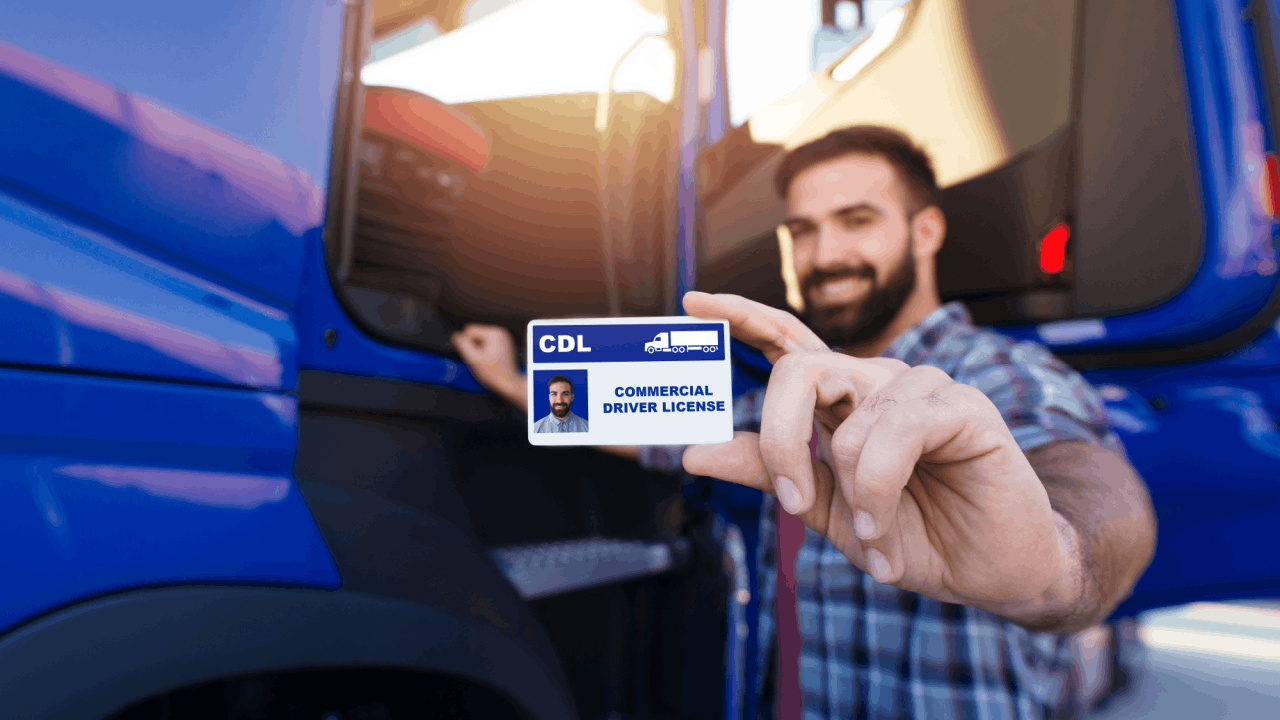 Commercial truck driver holding CDL license showing how you can lose your CDL license through traffic violations