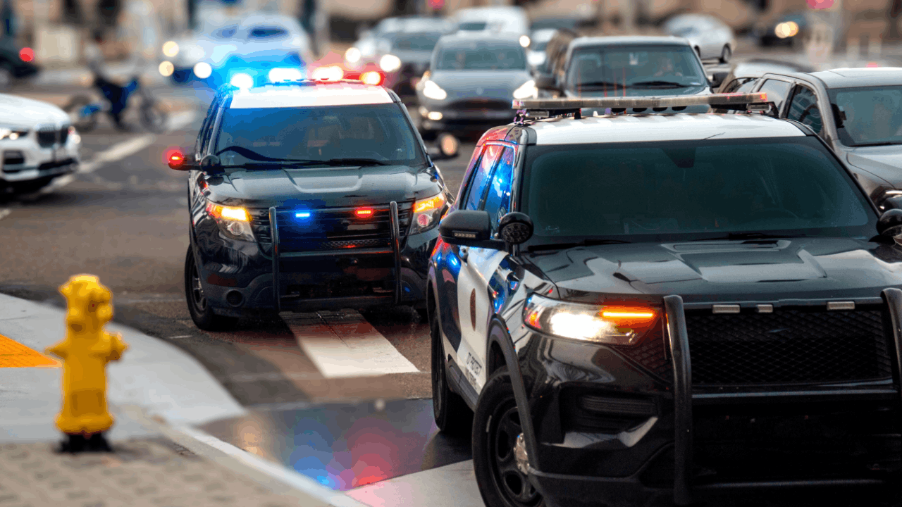 What happens if caught without CDL during traffic stop with police vehicles